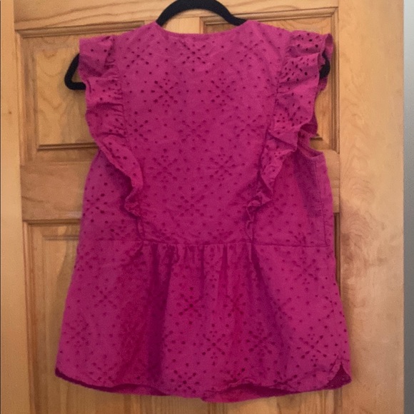 LOFT Fuchsia Sleeveless Ruffled Peplum Top - Picture 5 of 7